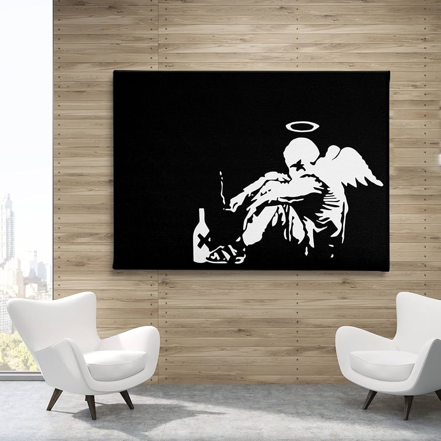 Amazon.com: Banksy Fallen Angel Graffiti Canvas Art Wall